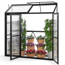 Outdoors Walk-in Greenhouse with Lockable Doors-Transparent