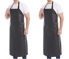 2 Pack 40" Waterproof Rubber PVC Apron Adjustable Aprons for Men HEAVY Duty Chem