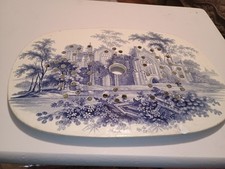 19th Century Blue And White Meat Drainer