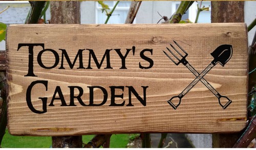 Gardening sign name - name, wooden