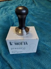 Genuine Motta 58mm Black Wood & Stainless Steel Flat Base Espresso Tamper