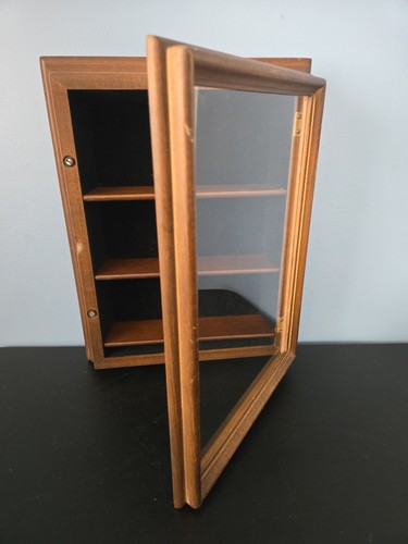 Vintage wooden curio cabinet - wooden,