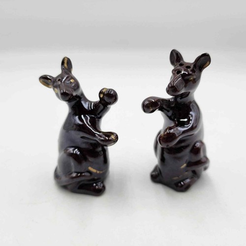 Boxing kangaroo redware salt - kangaroo,