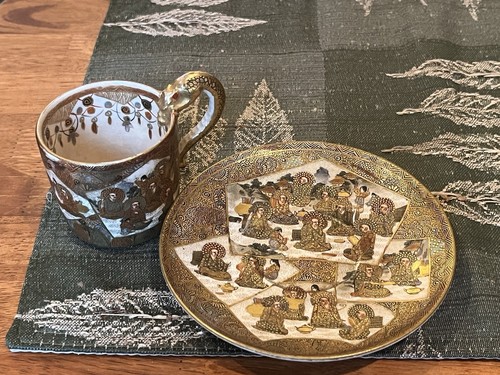 Satsuma meiji cup and saucer - and,