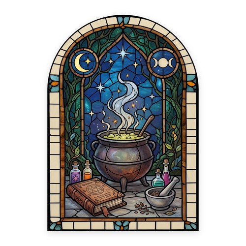 Witch cauldron arch stained - cauldron,