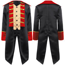 UK Boys Ringmaster Circus Tuxedo Tailcoat Showman Jacket Coat Halloween Costume