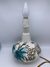 Jersey Pottery Lamp Hand painted MCM Vintage White Blue Green