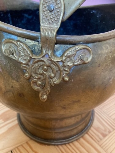 Vintage brass coal scuttle - coal,