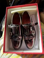 Grenson Womens Burgundy Leather Fringed Shoe, Uk 5, Eu 38