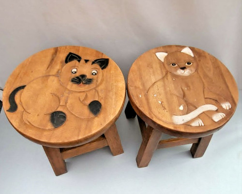 Pair vintage hand - of, hand-carved