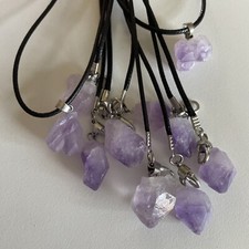 Amethyst Gemstone Pendant Necklace  Raw Freeform Natural Crystal