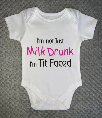 Milk drunk unisex baby grow - milk,