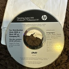 RETRO VINTAGE Microsoft Windows 7 Professional SP1 64-bit DVD HP DISC ONLY