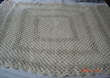 BRAND NEW HAND CROCHET BLANKET/THROW COLOUR RICH CREAM WITH FLECK SIZE 54"X42"