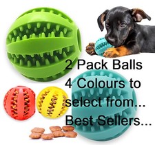Dog Rubber Balls Durable Pet Ball Fetch Food Teething Treat 3 Sizes 2Pack/ 4Pack