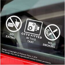 2 x TAXI No Eating Drinking CCTV Fitted Stickers Minicab Cab Notice 50mm Signs