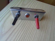 Vintage toggle switches, in chrome bracket,  1 on off,  1 spring loaded,