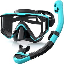 Zeligerstar Snorkel Set Adult,Dry Snorkel and Mask Anti-UV Tempered - Black L/XL