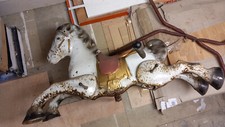 Old Merry-Go-Round Sheet Metal Horse Rocking Horse Mobo BRONCO England Rider