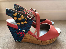Clarks Scent Bottle Liberty Fabric Coral Softwear Wedge Sandals Size UK 5 BNWT