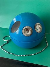 VINTAGE PANASONIC R-70 PANAPET ROUND BLUE TRANSISTOR AM RADIO WITH CHAIN WORKING