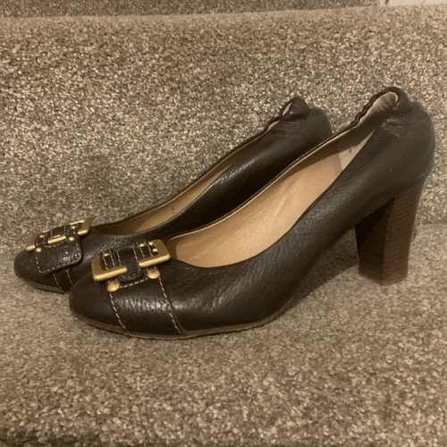 Chloe brown leather buckle toe - brown,