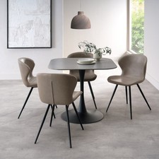 Carter Grey Ceramic Square Bistro Table with Black Base