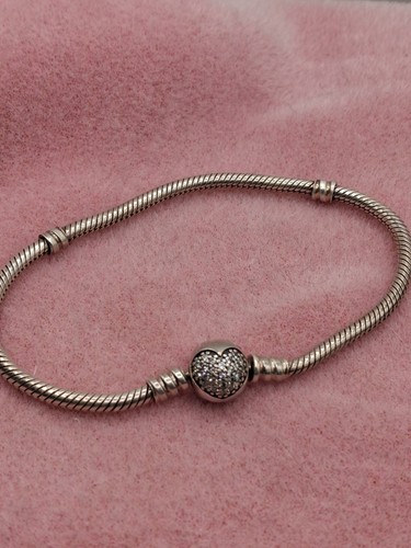 Pandora pave heart clasp snake - pandora,