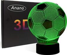 3D Illusion Football Lights Lamp,Soccer LED Table Desk Decor 7 Colors Touch USB