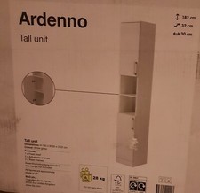 Ardenno Tall Wall Gloss White Single Bathroom Cabinet Unit (L)180 (W)30 (D)32cm 