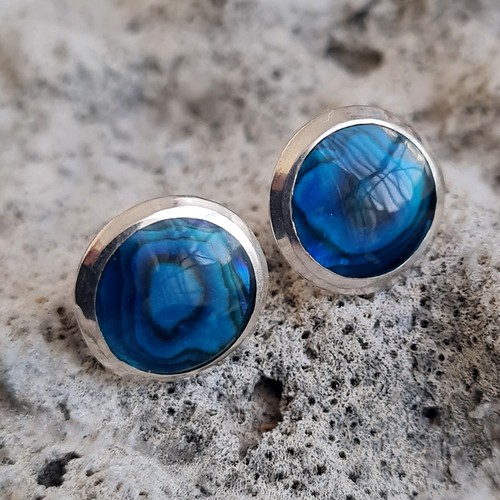 Blue paua abalone - shell, studs