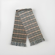 DAKS Wool Scarf Shawl BROWN Check Vintage