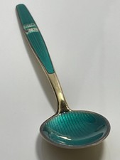 Antique Art Nouveau David Andersen Norwegian solid silver/green enamel spoon 8g