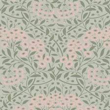 Botanical Damask Wallpaper Floral Sage Green Pink World of Wallpaper AF0037