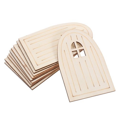 Beige wooden fairy doors 10pcs - wooden,