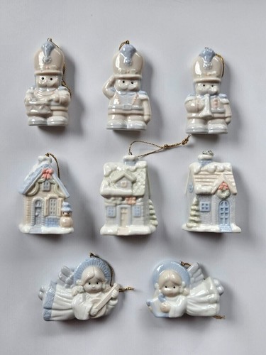 Ornaments white blue porcelain - white,