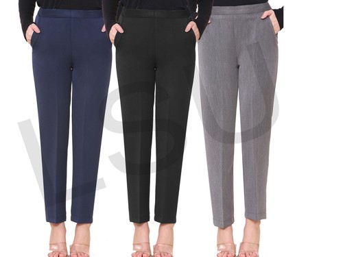 Ladies half elasticated pull - half,