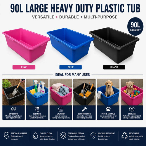 90l heavy duty plastic tub - heavy,