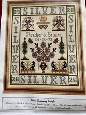 Counted Cross Stitch Kit Silver Wedding Anniversary  Historical Sampler Company