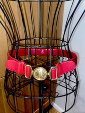 Gucci Tom Ford Vintage 1997/1999 Red Leather Belt Gold GG Buckle 70/28