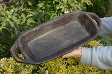 Old Hand Carved Rustic Wooden Trencher Dough Bowl