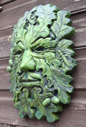 Green man wall plaque stone - plaque,