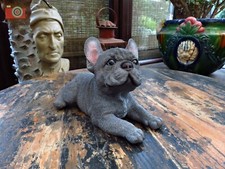 LAYING BLUE FRENCH BULLDOG PUPPY, Home or Garden Ornament. Vivid Arts Pet Pals