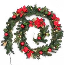 9FT CHRISTMAS GARLAND PRE-LIT