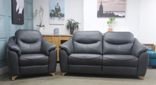 G PLAN JACKSON STATIC 3 SEATER SOFA & ELECTRIC CHAIR IN CAMBRIDGE PETROL LEATHER