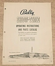 Bally show time operation instructions Parts Catalog Manual