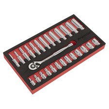Sealey Ratchet Wrench & Socket Set 27pc 1/4"Sq Drive Premier Hand Tool - AK66721
