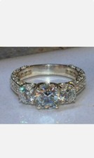 4Ct Round Moissanite 3 Stone
