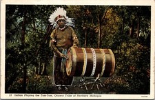 Postcard Indian Playing the