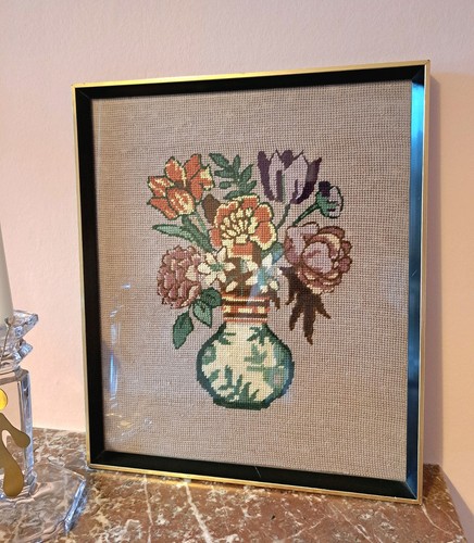 Vintage floral needlepoint - floral,